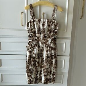 Snake skin dress new never worn brown beige